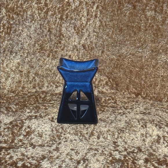 Porcelain Oil Burner Black Blue & Brown W/ 1 Tealight & Small Starter Oil Ocean - Picture 5 of 12